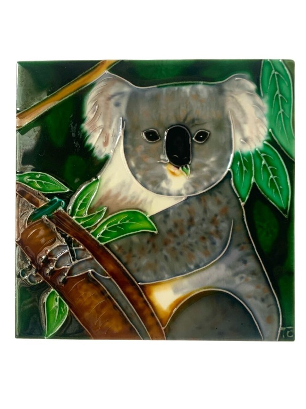 Koala Bear Porcelain Tile Wall Plaque Tabletop Display Artist Signed TC